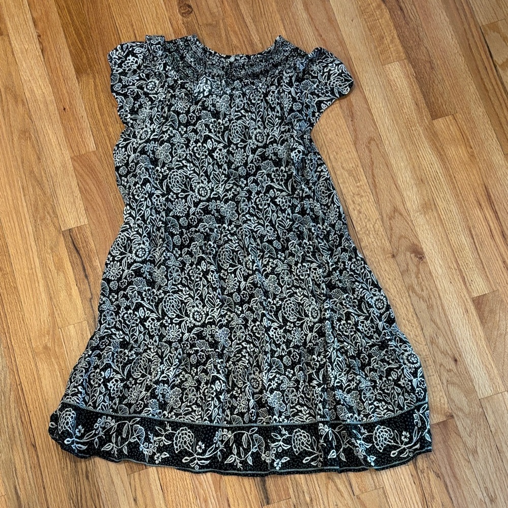 LOFT Black and White Floral Dress